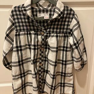 Zara light flannel black and white dress. 2-3 years.